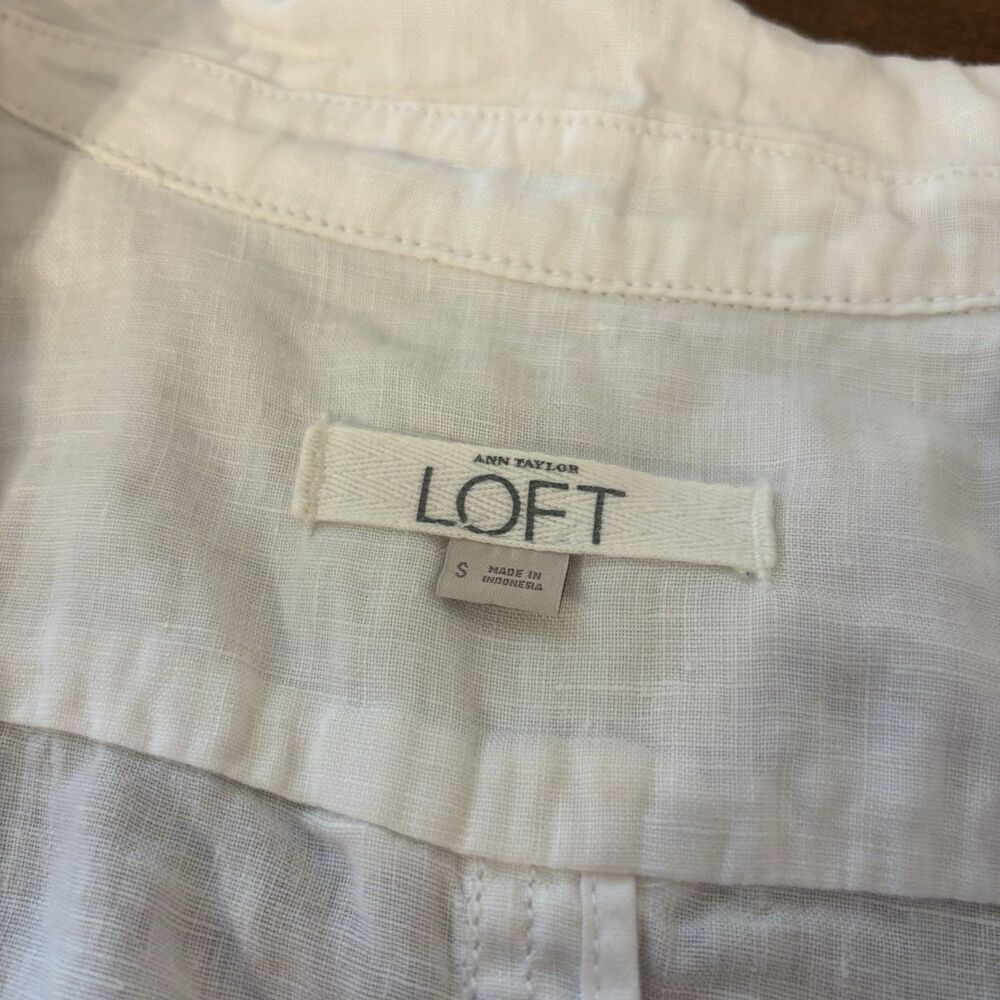 Ann Taylor Loft Womens S White Utility 100% Linen Button Front Jacket Top - Picture 8 of 8